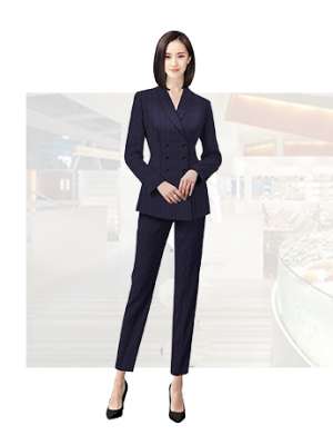 豎條紋女士職業(yè)西服春秋季時尚